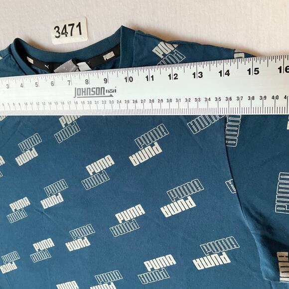 PUMA Women’s Short Sleeve Crewneck T-shirt Size S, Blue with White Logos - Picture 2 of 7